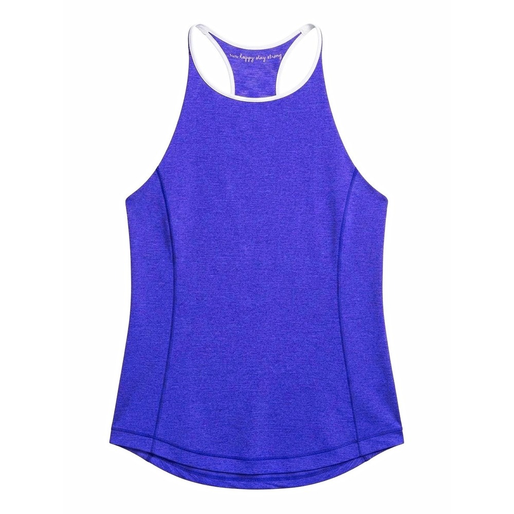 Lululemon Womens Purple/White Racerback Scoop Neck Stretch Tank Top Size 4